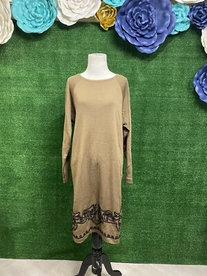 casual corner brown dress with black embroidery size medium - Image 1 of 4