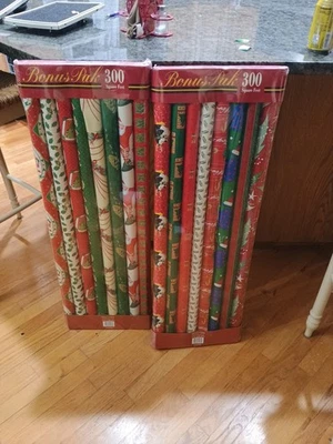 Vintage Christmas Gift Wrap Paper Lot-16 Rolls Sealed Packages  300 Square Feet - Image 1 of 4
