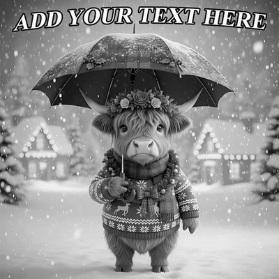 Christmas Laser Engraved Festive Cow Wood Plaque 10x10 Personalized Gift - Image 1 of 4