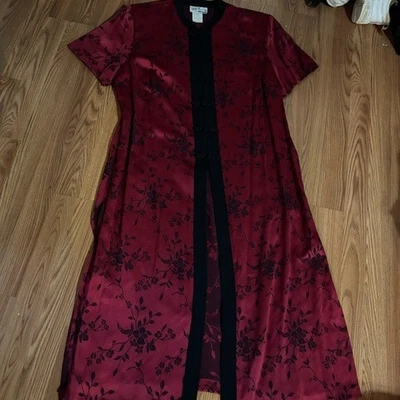 Vintage Sheri Martin Cheongsam Qipao Jacket Mandarin Collar Red Black - Image 1 of 4