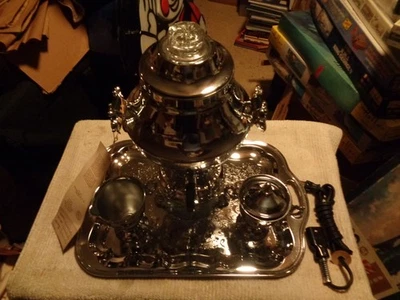 Vintage Electric Coffee Urn Tray Cream & Sugar Dispenser United Metal Goods New - Image 1 of 4