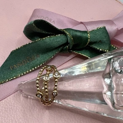 Pandora Precious Memory Diamond Ring 14ct Yellow Gold Authentic 150115d Rare - Image 1 of 4