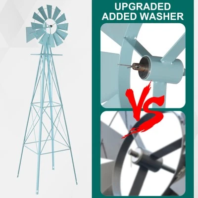 Molino de viento de 8 pies azul resistente a la intemperie para exteriores hogar patio jardín 4 pies Foto 1 de 4