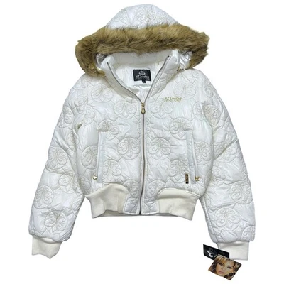 Chaqueta Deréon Mujer Grande Invierno Blanca Con Capucha Puffer Imitación Piel Borde Deadstock Y2K Foto 1 de 4