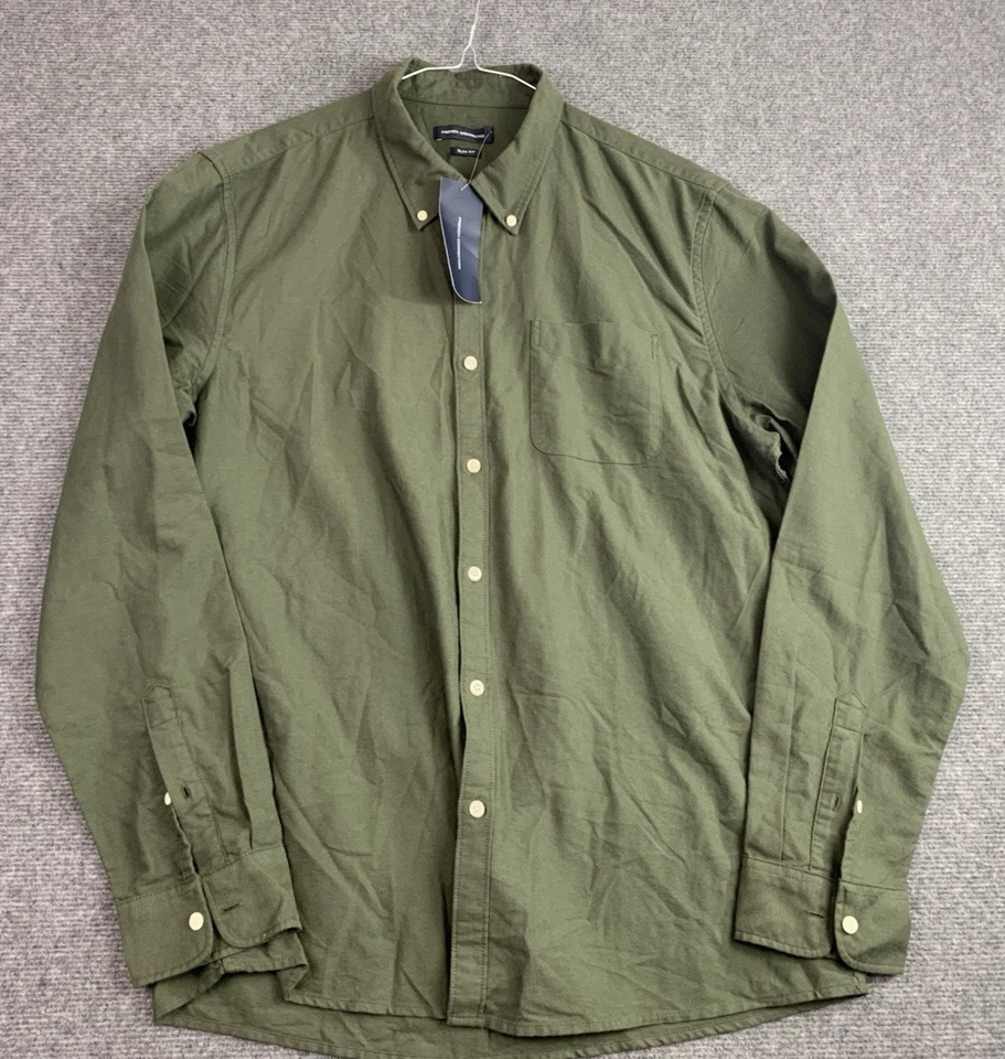 French Connection Long Sleeve Shirt Mens XL Slim Fit Button Down Army Green NEW - Image 1 of 4