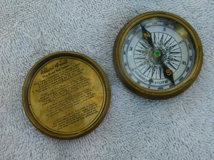 2.25" Brass Survival Maritime Pocket Compass 2-piece Screw Together Water Tight - Picture 1 of 6