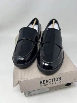 KENNETH COLE REACTION 女式 Fern 黑色专利懒人乐福鞋 全新带盒 女式 7.5 码 — 第 1/4 张图片