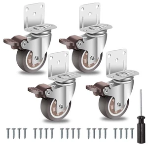 Side Mount Casters Wheels, 2 Inch L-Shaped Small Rubber Casters Set of 4, 360... - Picture 1 of 7