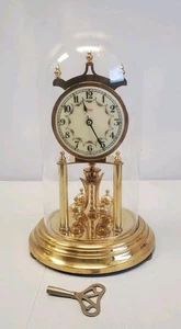 Vintage Kundo Kieninger & Obergfell Anniversary Clock Glass Dome Key Works - Picture 1 of 10