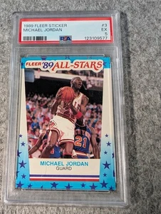 1989 Fleer Sticker Michael Jordan #3 PSA 5 EX Chicago Bulls All-Star NBA - Bild 1 von 1
