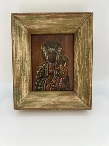 "Nuestra Señora de CZESTOCHOWA Madonna Negra Impresión Rústica 8x7"" Cuadro Enmarcado De Colección" - Imagen 1 de 8