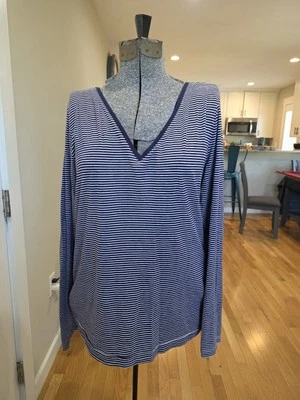  GAP Body Pure Body Size Xl Navy Blue & White Striped Nightgown Sleep Shirt $39  - Image 1 of 4