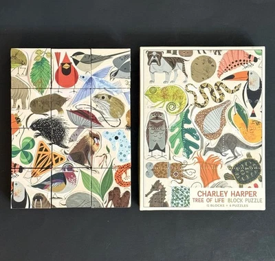 Charley Harper TREE OF LIFE Block PUZZLE 6 Puzzles POMEGRANATE KIDS 12 Blocks - Image 1 of 4