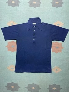 Vintage 70s short sleeve polo shirt boating chris craft jacquard knit blue small - Picture 1 of 7