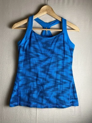 Lucy Blue Racerback Tank Top Size M Built In Bra Zipper Pocket Activewear - Image 1 of 4