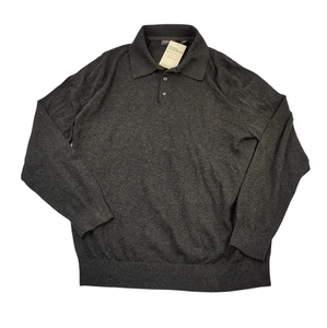 St Johns Bay Sweater - Men Large Polo, Gray Long Sleeve Pullover - Fine-Gauge - Picture 1 of 9