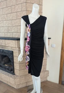 Vintage Y2K Class ROBERTO CAVALLI drapiertes Viskosekleid mit Blumendruck US 10 - Bild 1 von 21