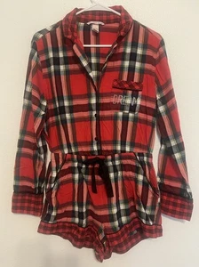 Victoria's Secret Schlafanzug Small 1-Teiler Strampler Kurzteil Rot Langarm Traum - Bild 1 von 7