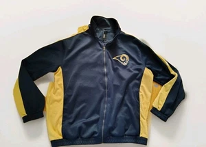 St. Louis Rams Jacket Mens XL Blue Gold NFL Football Full Zip Sewn Logos - Picture 1 of 3