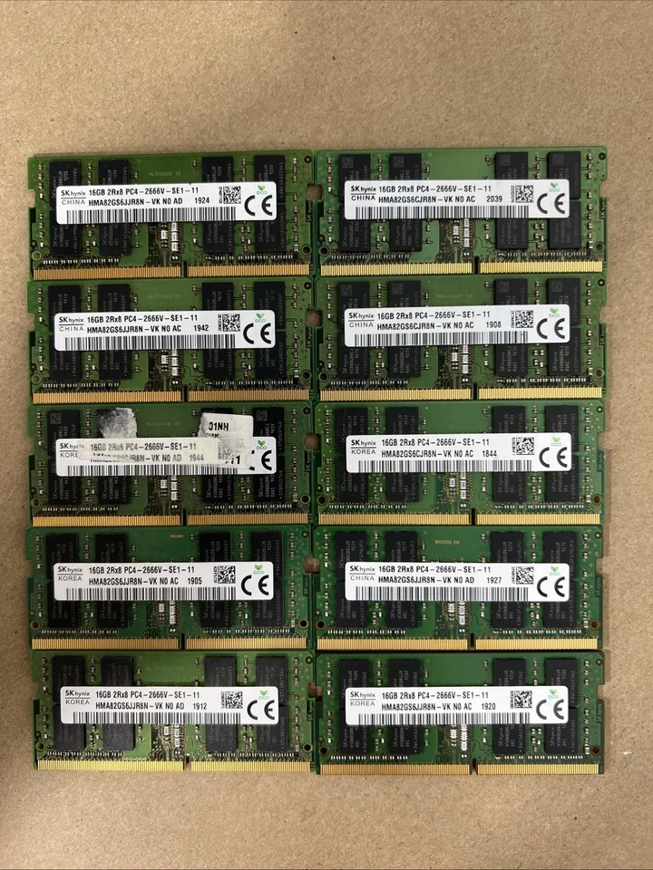 10 x SKHYNIX 16GB DDR4 2666MHz SODIMM LAPTOP MEMORY 2Rx8  MIXED MODEL - Image 1 of 1