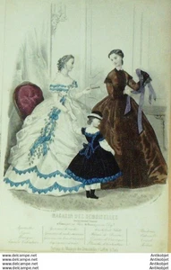 Mode Magasin des demoiselles 1865 #  1 Gravure originale aquarellee - Picture 1 of 1