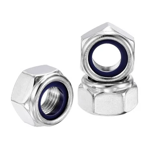 4Pcs Nylon Lock Hex Nuts - [M14-1.5], 304 Stainless Nuts, Silver - Afbeelding 1 van 7