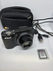 Nikon Coolpix L620 Digital Camera 14x Optical Zoom 18.1MP Full HD Black 32gb SD - Picture 1 of 13
