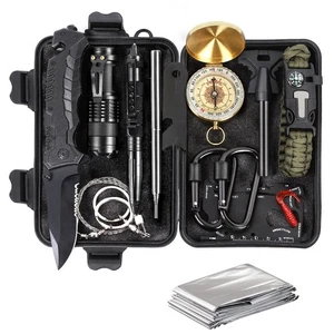 14 in 1 Survival Kit Outdoor Emergency Gear Kit for Camping Hiking Tactical Tool - Picture 1 of 8