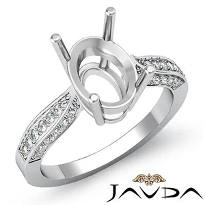 Solitaire Style Diamond Engagement Ring Oval Semi Mount 14k White Gold 0.40 Ctw - Picture 1 of 10