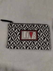 Vtg Brighton" Love" Black & White W/ Red Accent Cloth Clutch - Picture 1 of 3