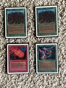 Unlimited MTG commons lot x4 Wall of Wood (MP-) Scryb Sprites (LP) Fireball (HP) - Picture 1 of 2