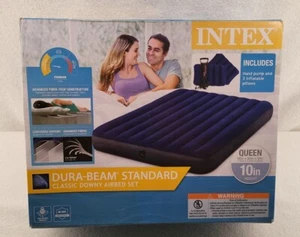 Colchón cama de aire Intex Queen 10" Durabeam Expedition, con bomba de mano y 2 almohadas - Imagen 1 de 2
