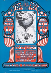 Original Vintage Poster Balloon Daily Flash Quicksilver Messenger Rock 1966 - Picture 1 of 1