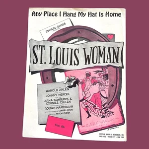 Any Place I Hang My Hat Is Home Sheet Music St Louis Woman Arlene Mercer 1946 - Picture 1 of 4
