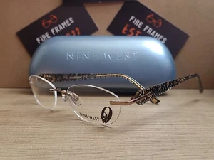 Nine West NW433 0EQ6 Eyeglasses Frames Round Rimless Black & Gold 50-17-130  - Picture 1 of 8