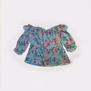 Jane Norman Blue Multicolour Floral Off-Shoulder Smocked Top Size 6 - Picture 1 of 11