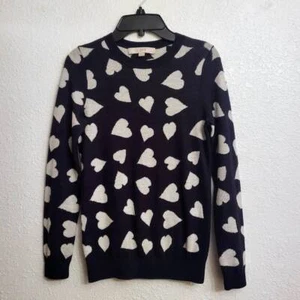 Ann Taylor LOFT Wool Heart Navy blue sweater: soft, warm, classic, preppy Valent - Picture 1 of 5