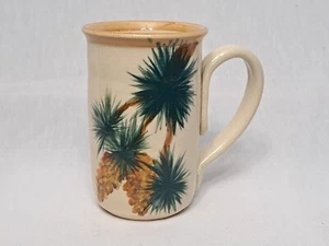 Handmade Stoneware 12 Oz Coffee Mug Pinecone Tree Beach Cabin Artist Signed - Picture 1 of 11