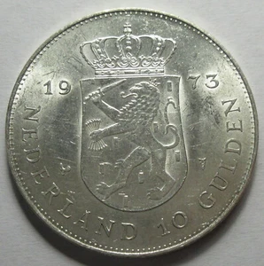 10 florines de plata 1973 Países Bajos 0,720 % (#96a) - Imagen 1 de 2
