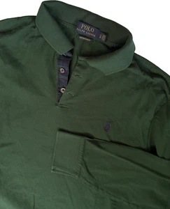 RALPH LAUREN MESH LONG SLEEVE POLO SHIRT MENS L CUSTOM SLIM FIT GREEN COTTON 44" - Picture 1 of 13