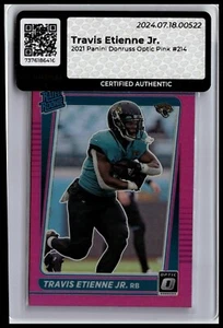 2021 Panini Donruss Optic Rated Rookie #214 Travis Etienne (RC) Pink Prizm MBA - Foto 1 di 2