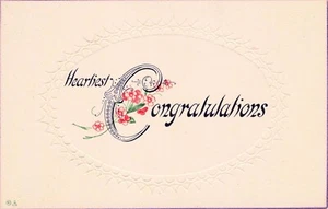Heartfelt Congratulations Embossed Unused Vintage PC - Picture 1 of 2