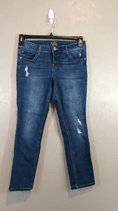 Justice Girls Size 10.5 Blue Distressed Simply Low Super Skinny Stretch Jeans - Picture 1 of 4