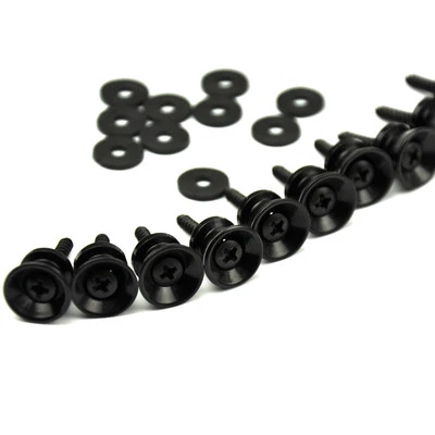 10 Sets of Black Universal Guitar Strap Locks Nails Buttons + Screws + Pad - Image 1 of 3