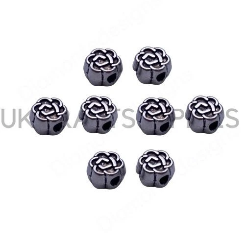 80 Pcs Tibetan Silver Dainty Rose Flower Spacer Beads 5mm Beading F189 - Image 1 of 1
