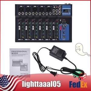 Portable 7-Channel Bluetooth Audio Mixer USB DJ Sound Mixing Console Board Tool - Picture 1 of 21