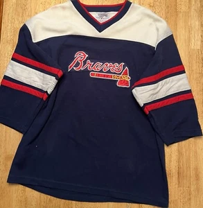 Men’s Rare Color Block Vintage Atlanta Braves Pullover Jersey Size L - Picture 1 of 16