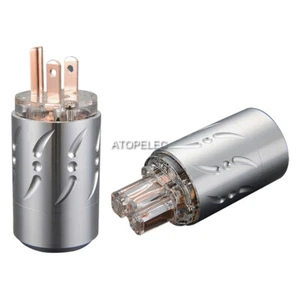 VIBORG 99.99% Pure Red Copper US Male / IEC Female Power Plug Connector HiFi 512 - Picture 1 of 6