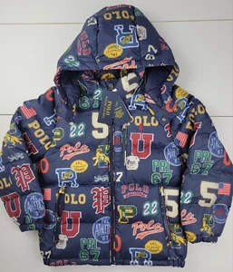 Polo Ralph Lauren Boy’s VARSITY PRINT Down Hooded Jacket Size XL (18-20) New - Picture 1 of 11