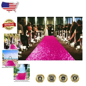 Stunning 4FTx15FT Fuchsia Sequin Aisle Runner – Perfect for Weddings & Holidays - Picture 1 of 8